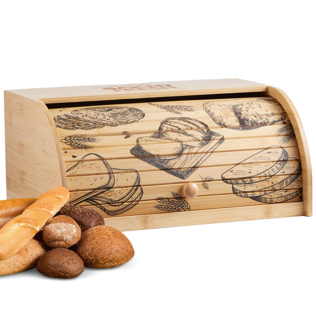 ecosa Brotbox aus nachhaltigem Bambus mit Rolldeckel Brotkasten Brotaufbewahrung Brotkorb Aufbewahru