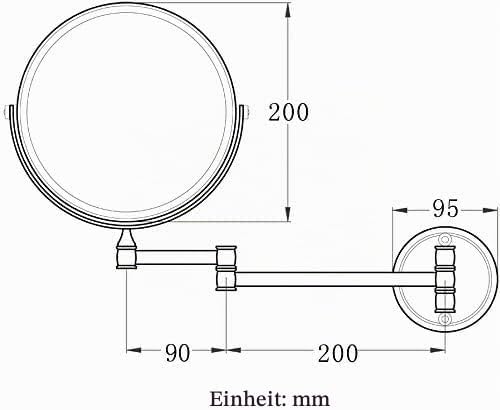 Wandmontage Kosmetikspiegel mit 1X/3X fache Vergrösserung Doppelseitig klappbar Wandspiegel Rasiersp