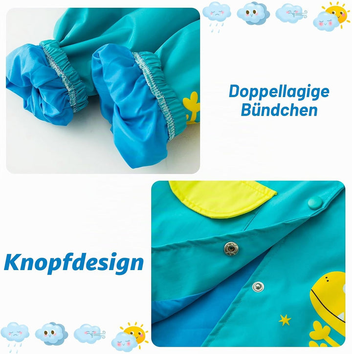 LZH Jungen Regenmantel Kinder Wasserdichte Mit Kapuze Mädchen, Jacke Hosen Anzug Lightweight 2 Stück
