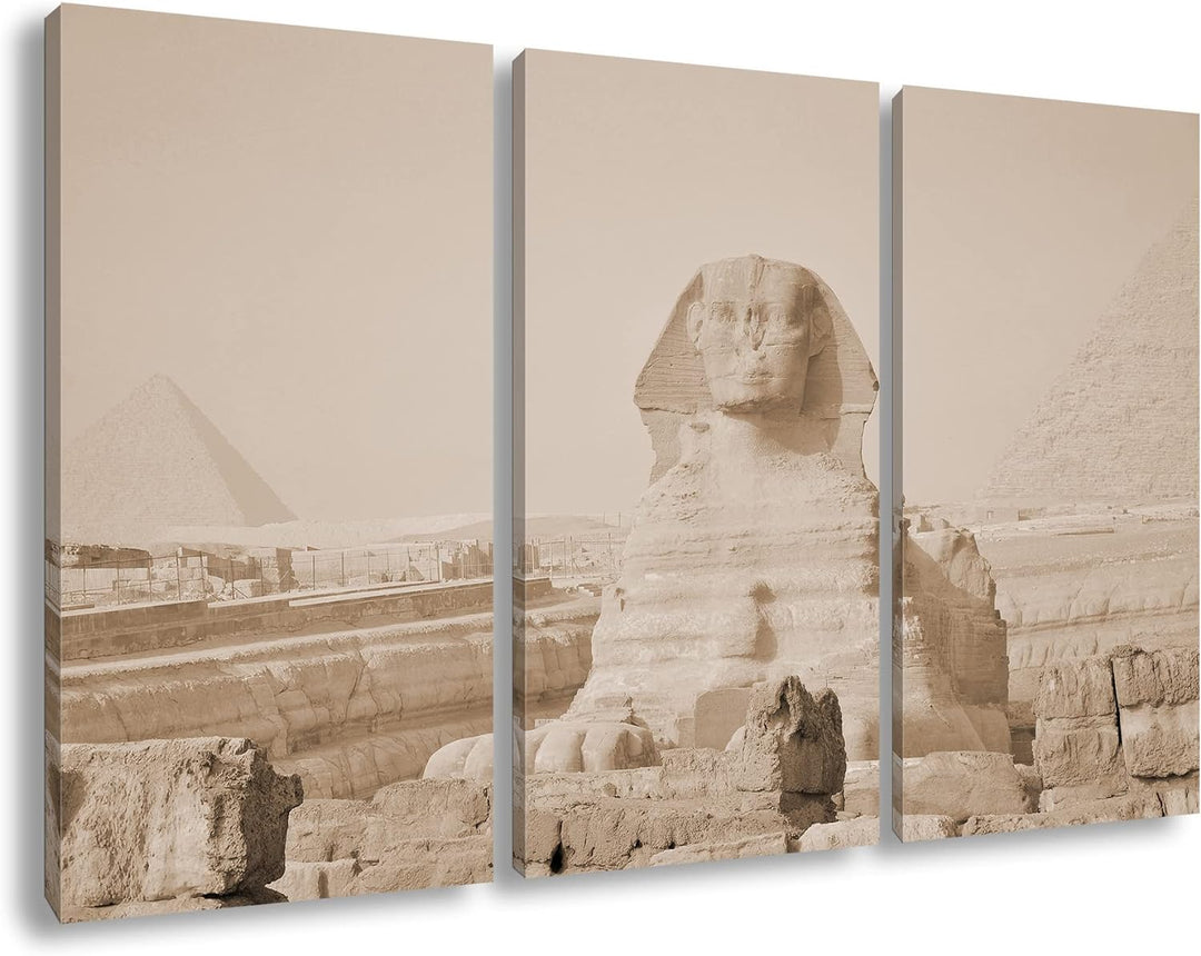 deyoli Sphinx in Ägypten Format: 3Teilig Effekt: Sepia als Leinwandbild, Motiv fertig gerahmt auf Ec