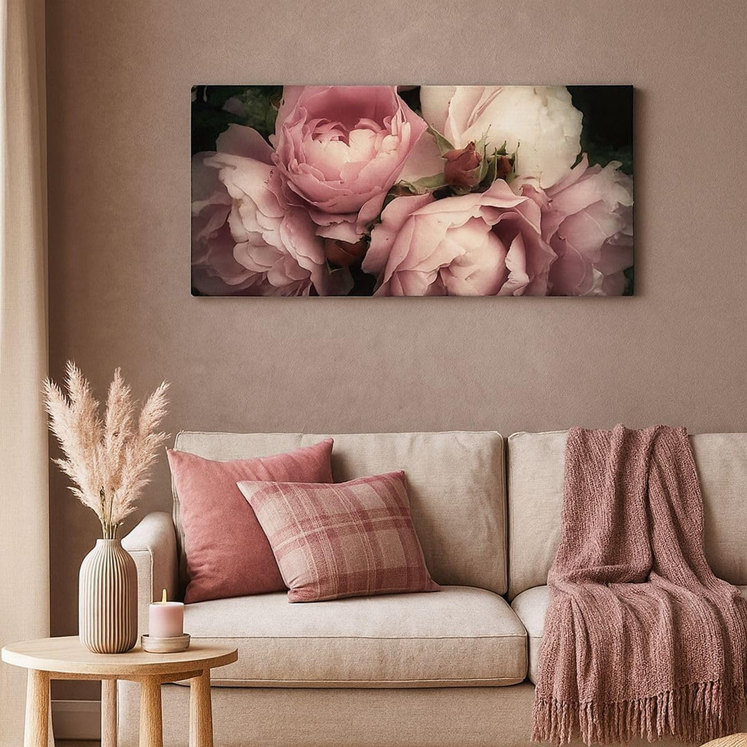Wandbilder Dekoration Wohnzimmer Pfingstrose Blume Panorama Bilder auf Leinwand 120x50cm Leinwandbil