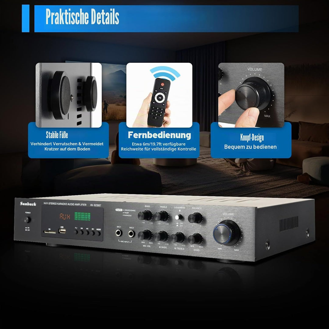 5-Kanal Digital Verstärker HiFi Stereo USB Bluetooth Verstärker 600W FM/AM mit Fernbedienung