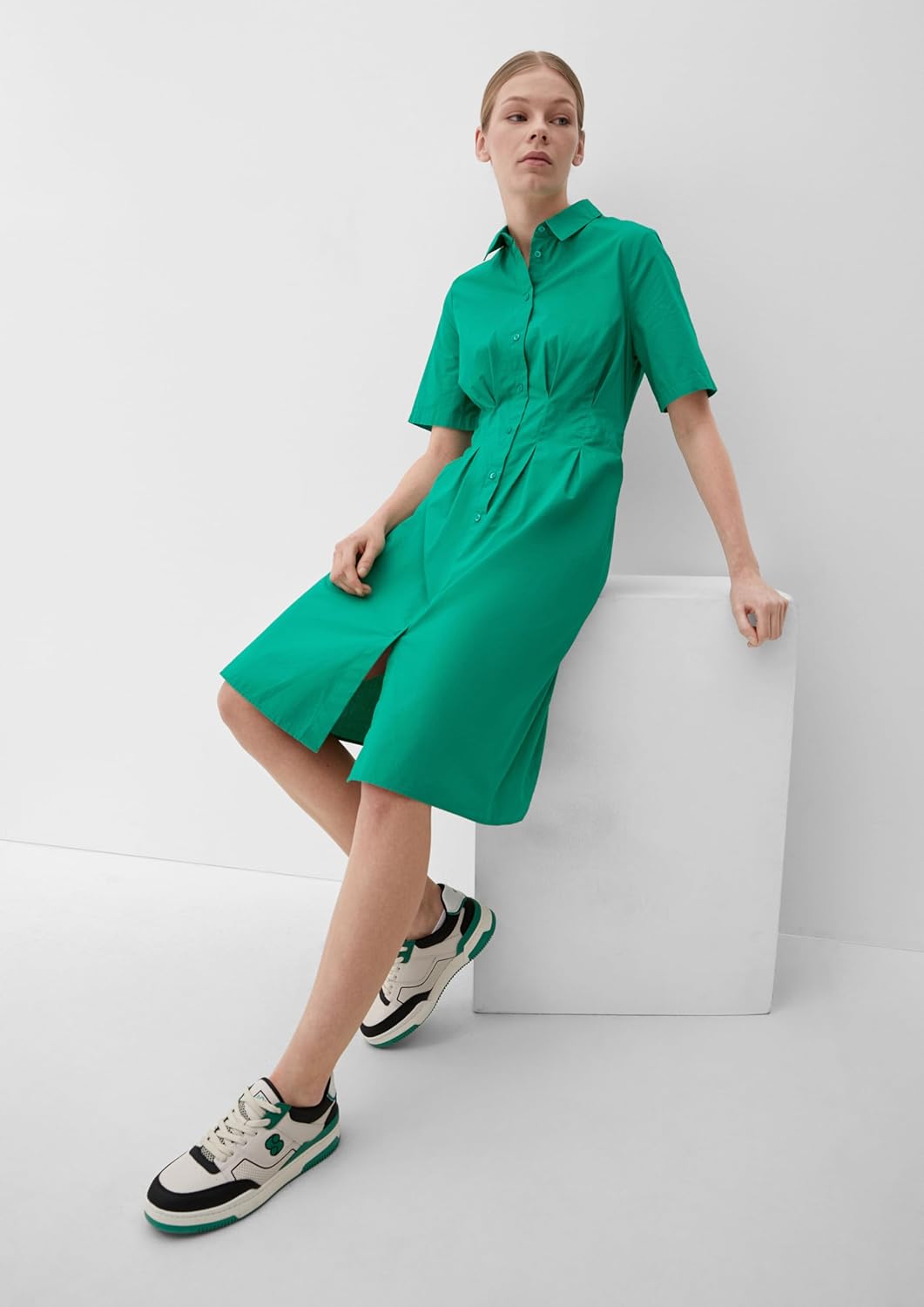 s.Oliver Kleid mit Kellerfalten 36 Grün, 36 Grün