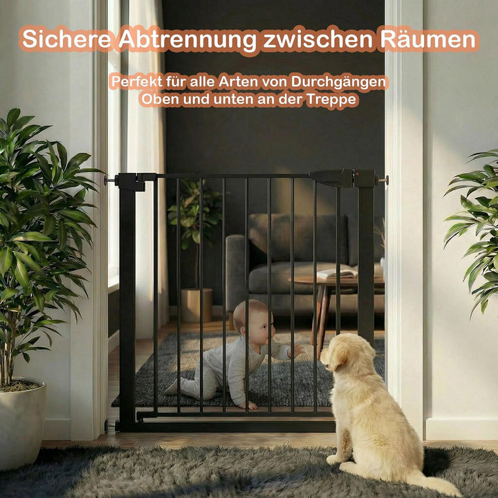 Treppenschutzgitter ausziehbar ohne Bohren - Türschutzgitter 110cm Schwarz Schwarz 110cm, Schwarz 11