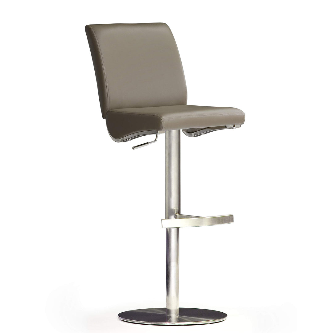 Robas Lund Barhocker Leder Cappuccino mit Lehne Barstuhl drehbar 360 Grad, Hocker höhenverstellbar,