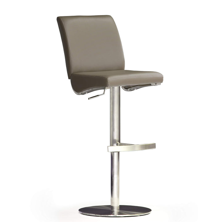 Robas Lund Barhocker Leder Cappuccino mit Lehne Barstuhl drehbar 360 Grad, Hocker höhenverstellbar,