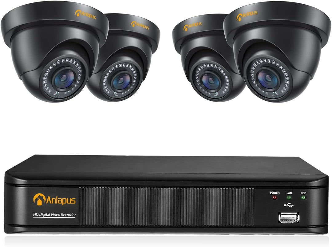 1080P HD Videoüberwachung System 8CH H.265+ 1080P DVR Recorder mit 4X 2MP Aussen Dome Kamera Set ohn