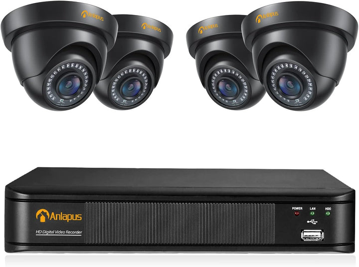 1080P HD Videoüberwachung System 8CH H.265+ 1080P DVR Recorder mit 4X 2MP Aussen Dome Kamera Set ohn