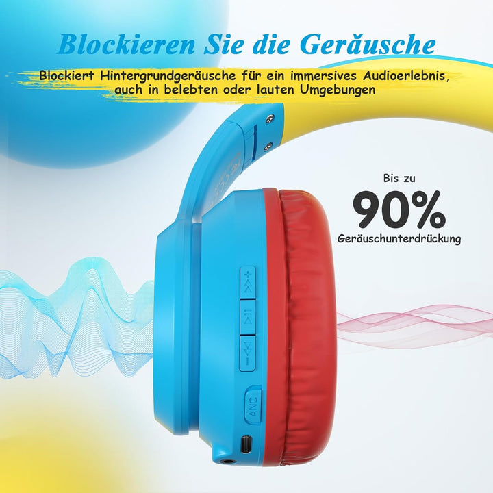 Bluetooth Kopfhörer Kinder | Noise Cancelling Kinder Kopfhörer | Over-Ear Kinderkopfhörer Bluetooth