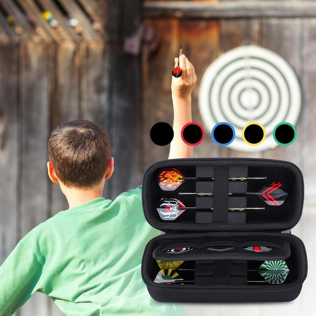 Hart Hülle Dartpfeile Etui für 6 Stück Steeldarts oder weiche Spitze Darts,eingebaute Speicher Rohre