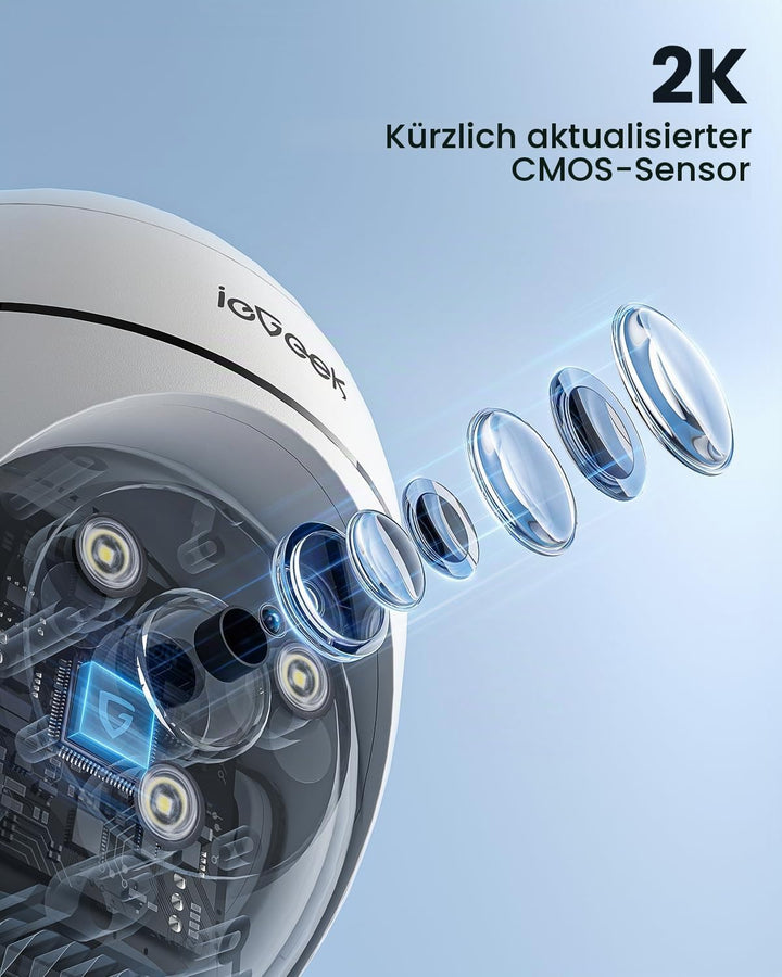 ieGeek 2K Überwachungskamera Aussen, PTZ Outdoor WLAN IP Kamera überwachung aussen, WiFi Dome Camera
