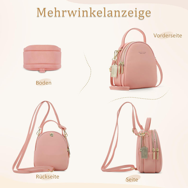 Mini Damen Rucksack Elegant Tagesrucksack mit Kopfhörerloch Handtasche für Schule Reisen Lässig Urla