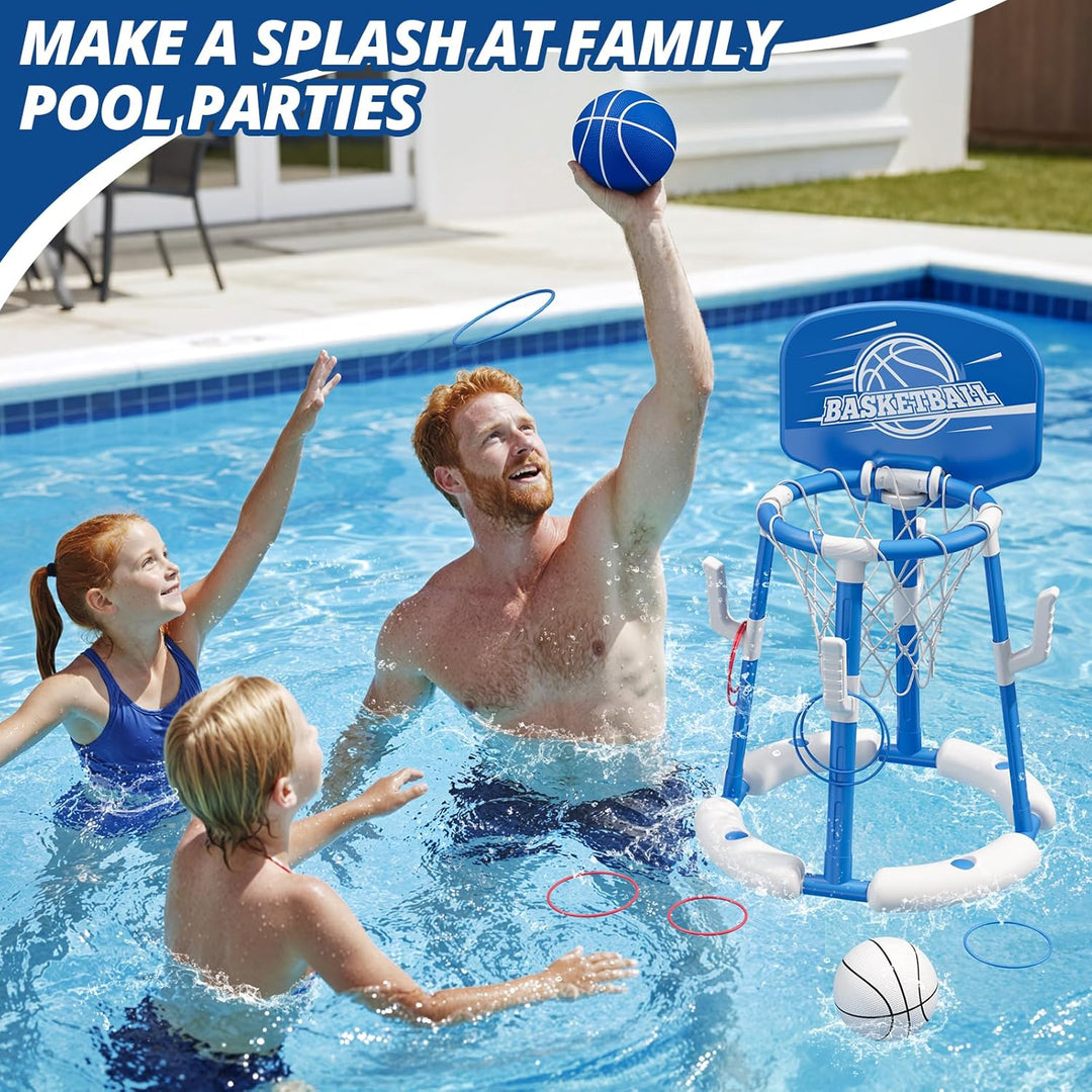 Pool Basketballkorb für Kinder, Wasserspielzeug Schwimmende Pool Spielzeug mit Backboard, 4 Bällen,