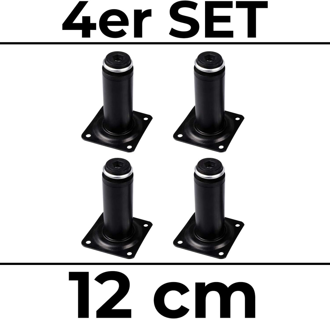 Stahlia Möbelfüsse verstellbar (4er Set) Schwarz 12cm Höhe belastbar bis 50kg Sofafüsse Schrankfüsse