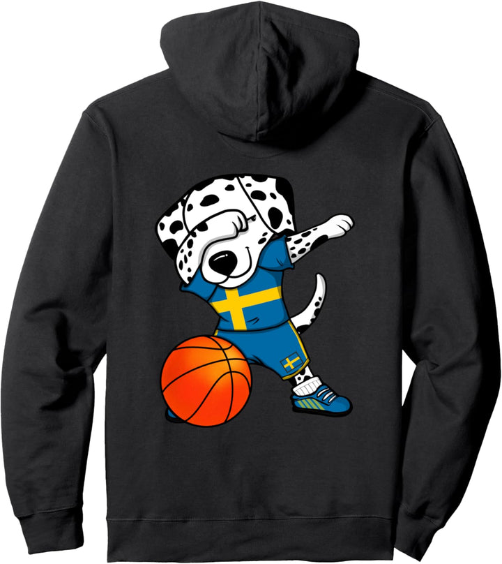 Dabbing Dalmatiner Schweden Basketball Schwedische Flagge Pullover Hoodie
