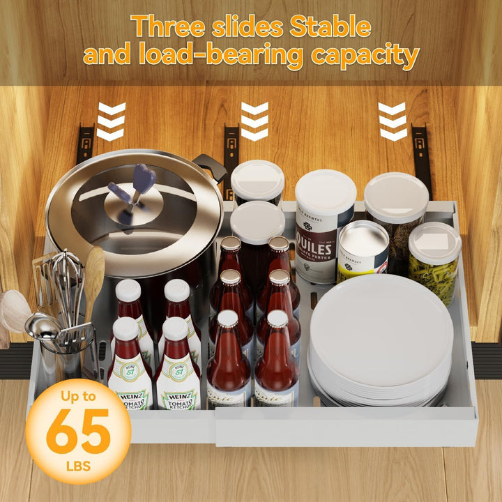 2 Pack erweiterbar Pull Out Cabinet Organizer Adhesive, Peel und Stick Slide Out Schubladen für Küch