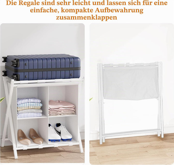Kofferständer, Gepäckablage, Kofferständer Klappbar, Kofferstände mit Ablagefächern, Kofferbock Koff