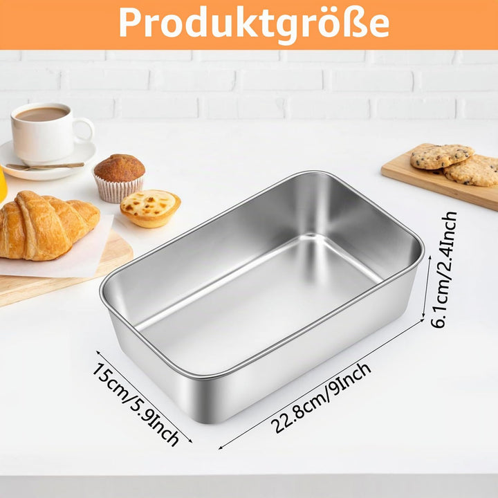 4 Stück Brotbackform Edelstahl, 15 x 23 x 6 cm Edelstahl Brotbackform, Rechteckig Kastenform Set, Kö