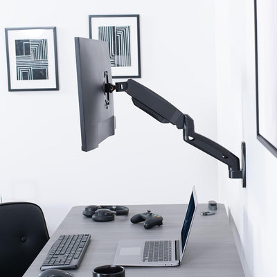VIVO MOUNT-V001G Höhenverstellbare, pneumatische, verlängerte Arm, Einzel-Monitorwandhalterung, voll