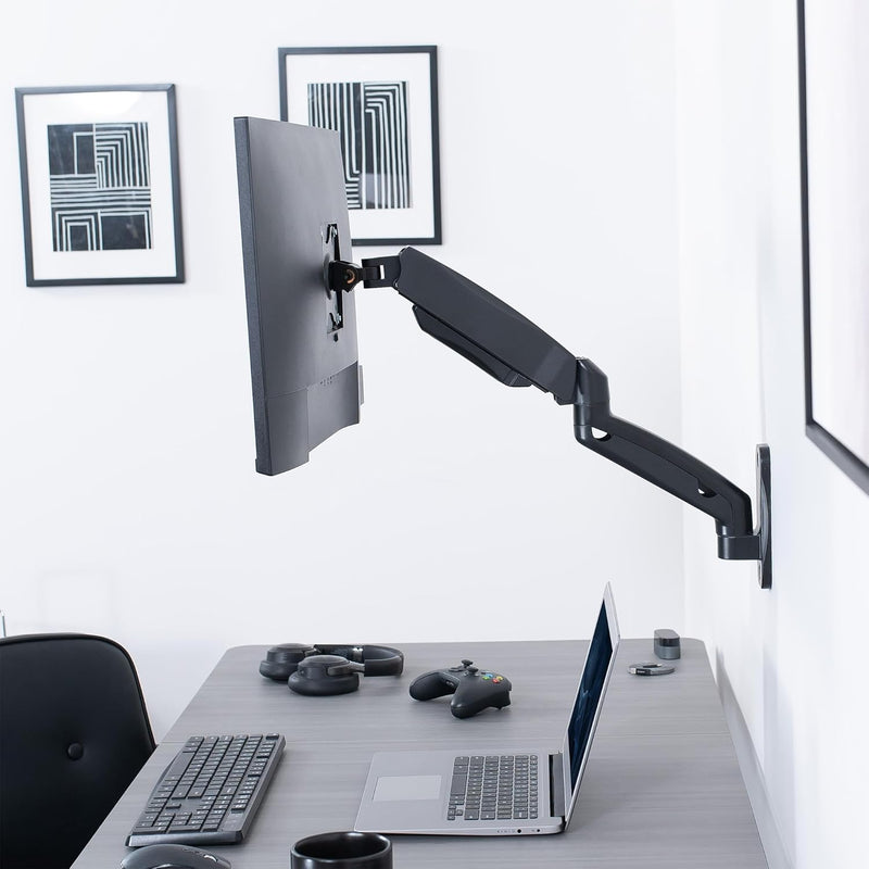 VIVO MOUNT-V001G Höhenverstellbare, pneumatische, verlängerte Arm, Einzel-Monitorwandhalterung, voll