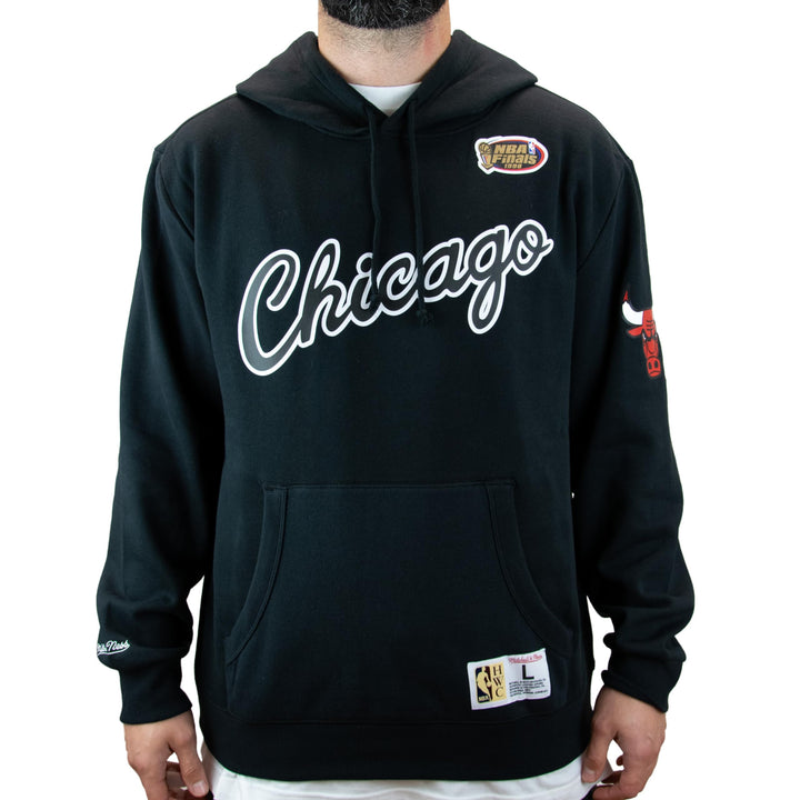 Mitchell & Ness NBA Game Time Fleece Hoodie Vintage Logo, Black Chicago Bulls, Schwarz M, Chicago Bu