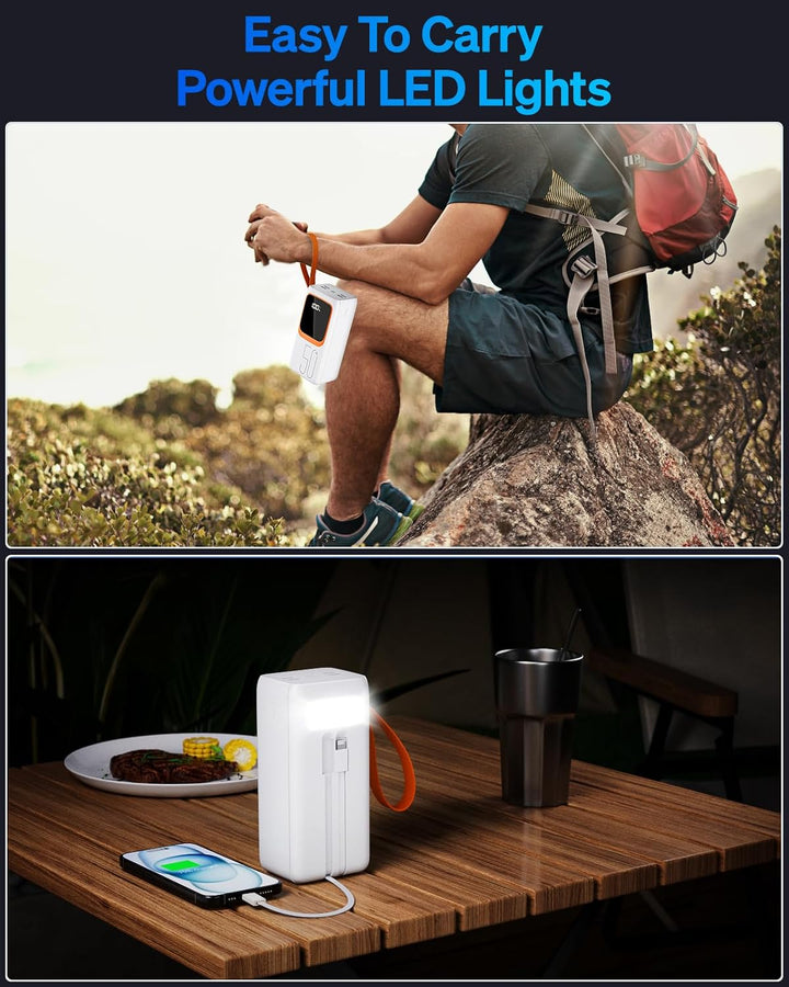 Powerbank, 50.000 mAh, tragbares Ladegerät, externer Akku mit 22,5 W, Powerbank mit 5 Ausgängen und