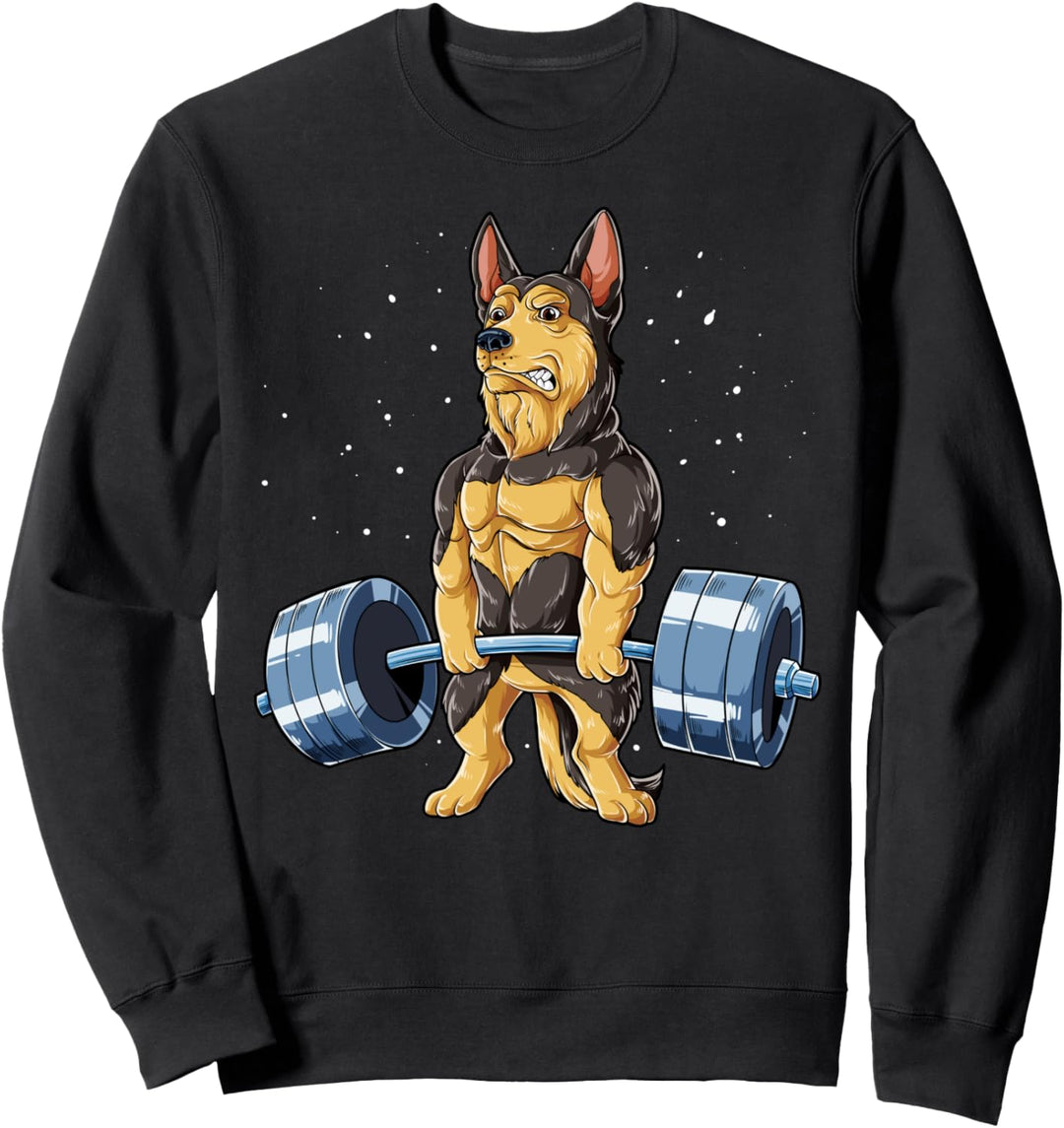 German Shepherd Weightlifting Funny Deadlift Men Fitness Gym Sweatshirt