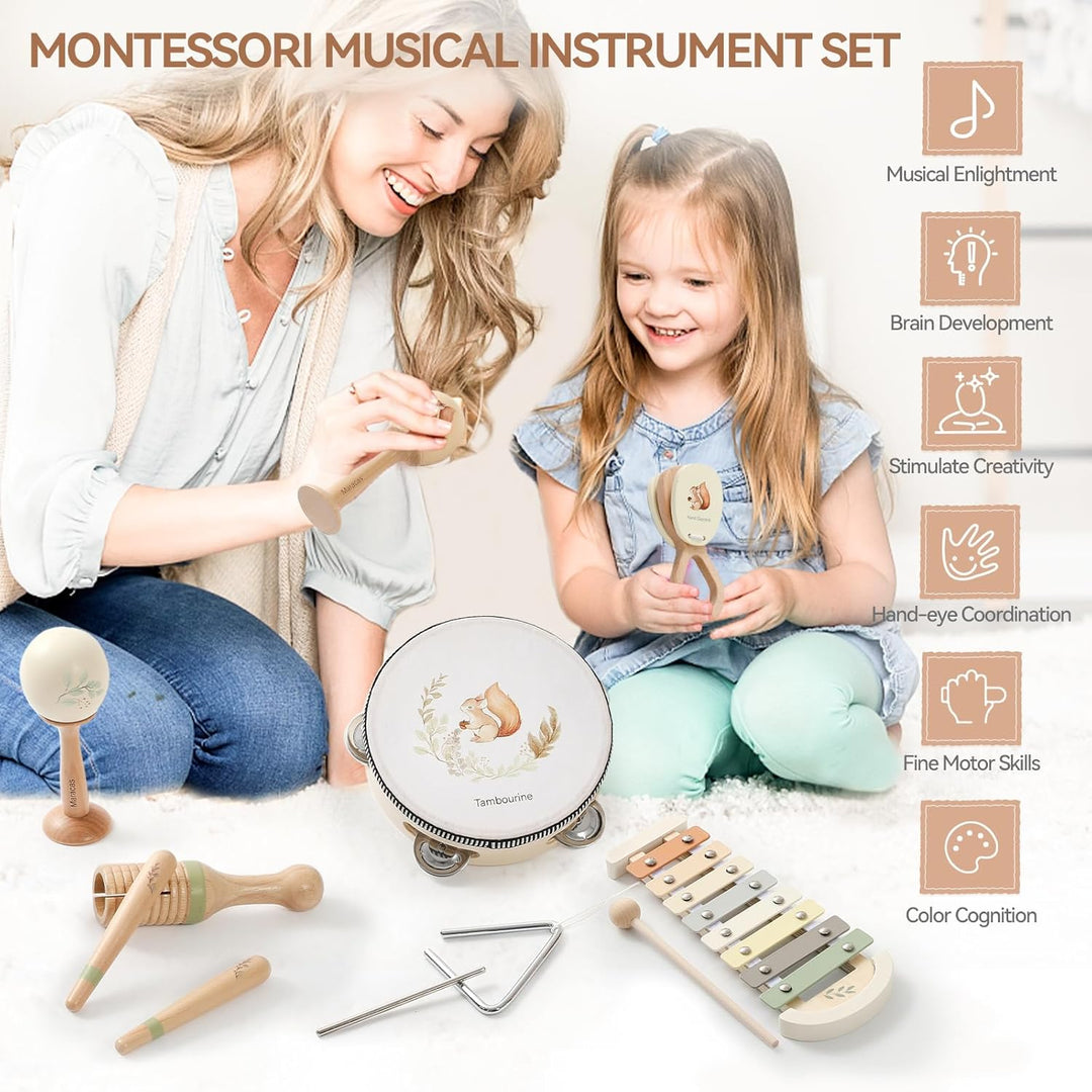 OESSUF Musikinstrumente für Kinder ab 1 Jahr, Montessori Spielzeug Baby ab 1 2 3 Jahr Xylophone Tamb