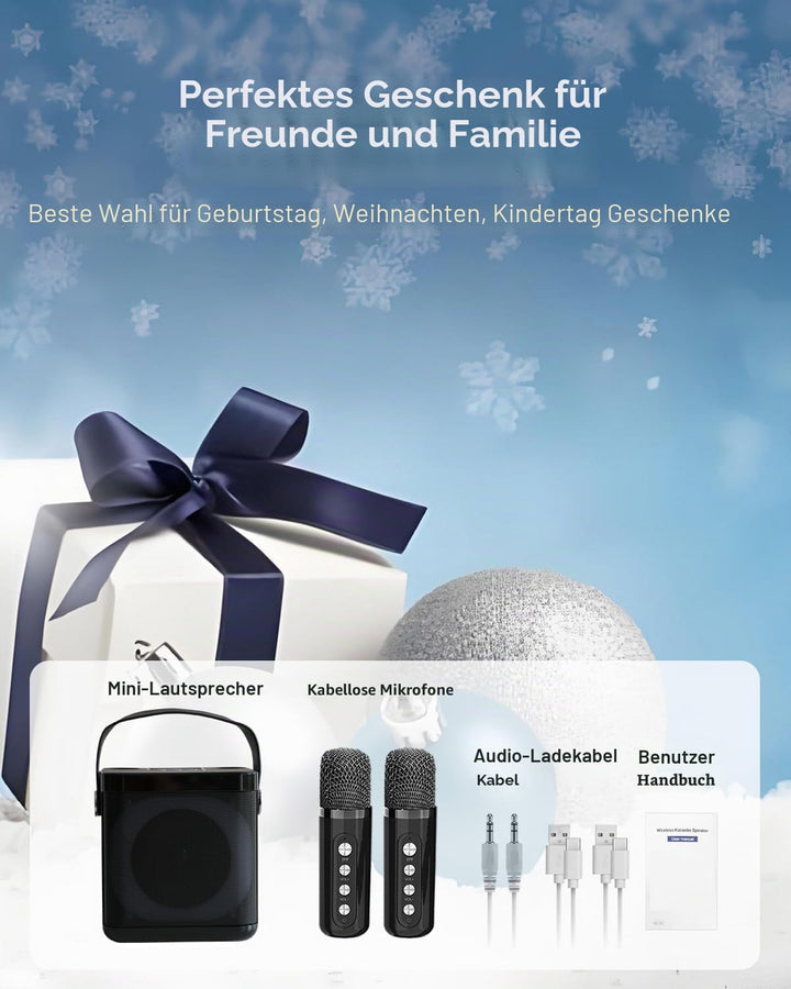 Karaoke Maschine, Karaoke anlage mit 2 mikrofonen,Bluetooth Karaoke Box, musikbox mit mikrofon Karao