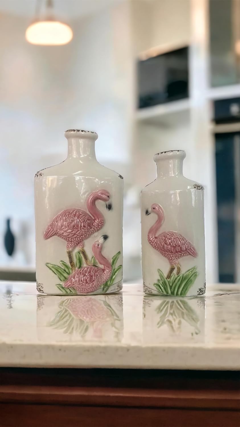 Vase Pastel Tischvase Flamingo Blumentopf Origami Design Keramik Hohe nach Wahl (2er Set), 2er Set