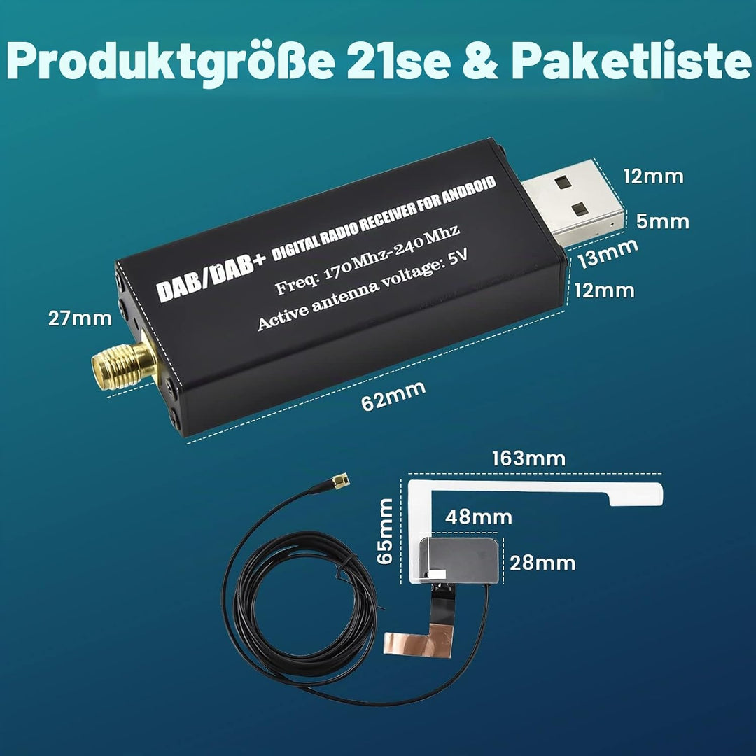 Hikity DAB Adapter für Android Autoradio DAB+ Radio Antenne Digitale USB 2.0 Dongle DAB Empfänger Ad