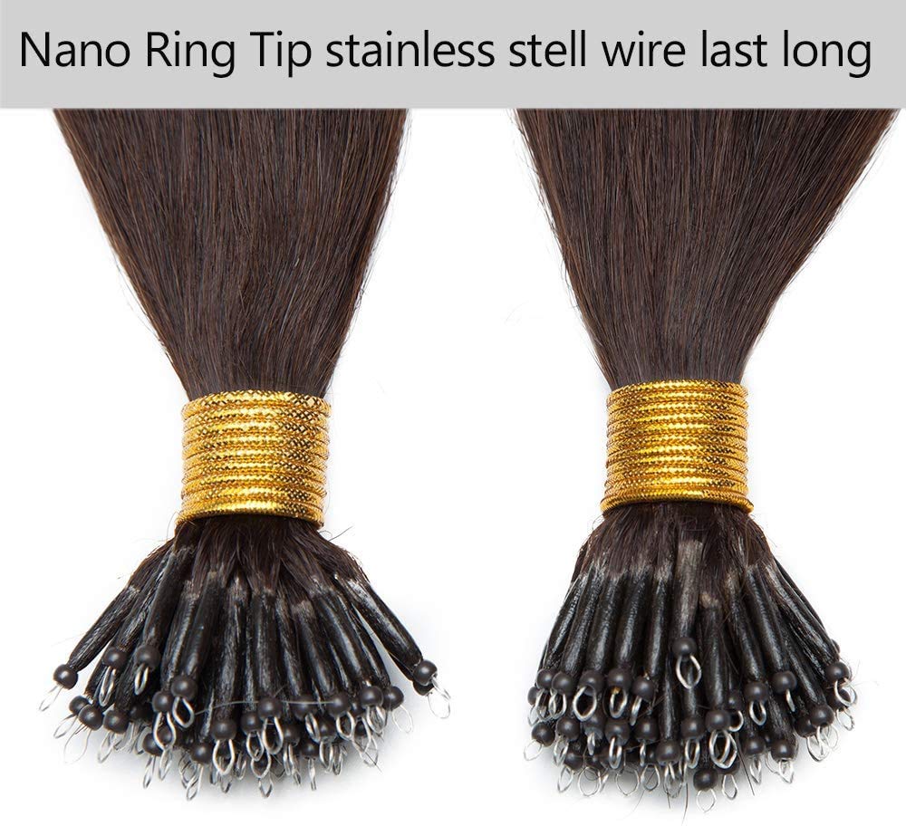 SEGO Echthaar Nanoring Extension 1g Loop Haarverlängerung Haarteile 50 Strähnen 7A 100% Remy Human H