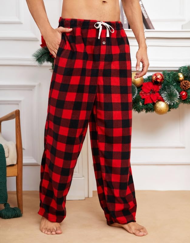 U2SKIIN Pyjamahose Herren lang kariert Schlafhose Schlafanzughosen für Herren Fleece Pyjama Hosen Na