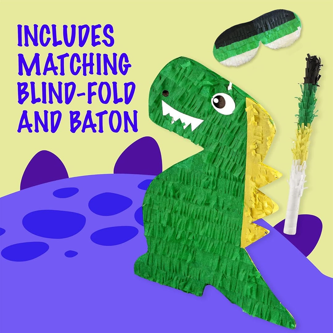 Dino Pinata Set mit Augenbinde und Schläger Pinjatta Dino zum Aufhängen Ideal zum Befüllen Pinjata f