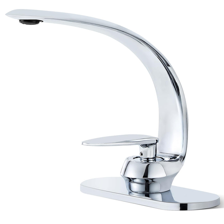 bathroom faucets Hotel-Look Single-Hole Waschtischarmatur in Chrom, minimalistisch geschwungene Kalt