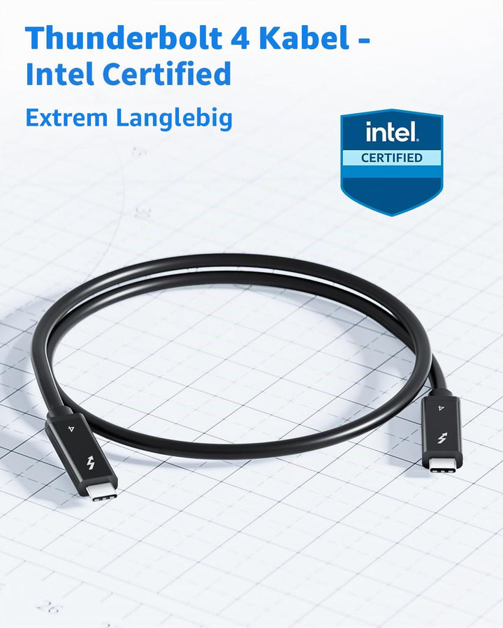 BolAAzuL Thunderbolt 4 Kabel 80cm, USB-C Kabel TB4 8K 60Hz 40Gbps PD 100W zertifiziert USB 4.0 Kabel