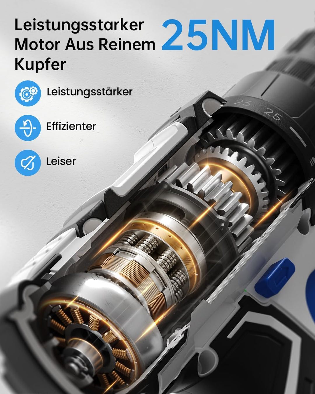 12V Akkuschrauber, Akkuschrauber Klein, 25+1 Drehmomenteinstellung Akkubohrer, 98tlg Zubehör, LED-Li