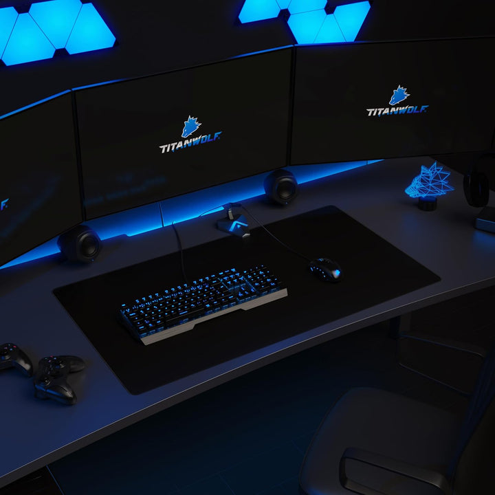 Titanwolf - XXXL Übergrösse Mauspad 900x500mm - Gaming Mousepad Gross - 90x50 cm Tischunterlage Larg