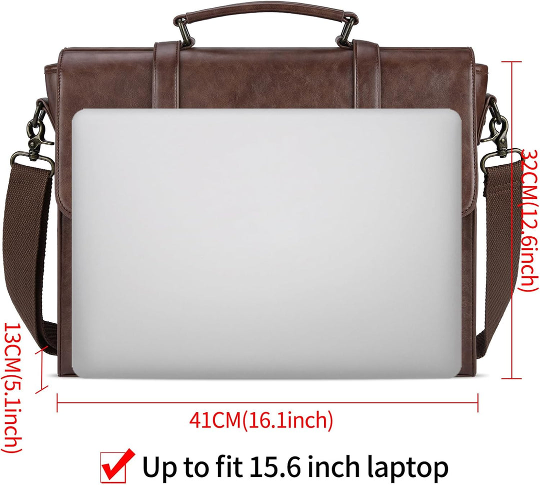 Lubardy Umhängetaschen Herren Aktentasche Laptoptasche 15.6 Zoll Wasserdichte Messenger Bag Vintage
