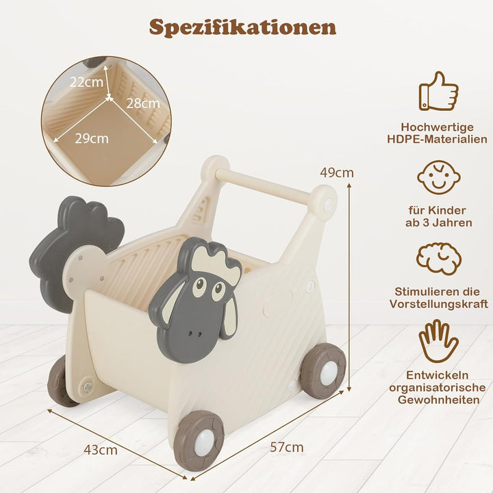 COSTWAY Baby Lauflernwagen, Lauflernhilfe mit 18 L Stauraum & Rädern, Spielzeugwagen zum Schieben &