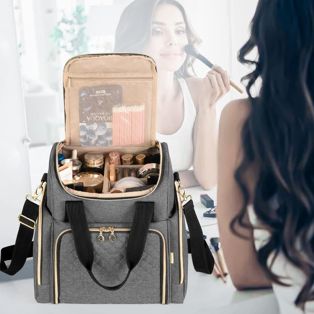 Luxja Kulturtasche Damen, Make Up Organizer Tasche, Kosmetikkofffer für Make up, Kosmetiktasche zum