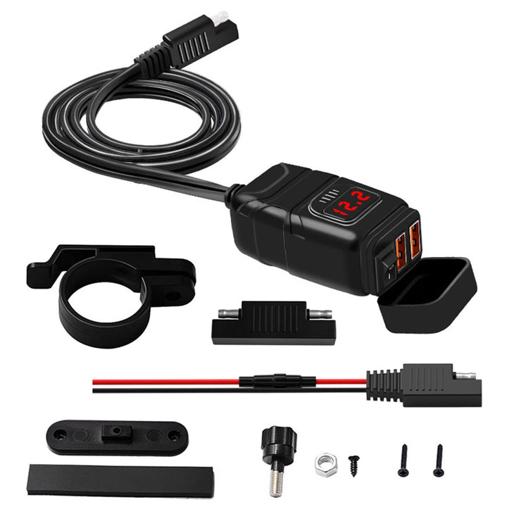 Motorrad USB Steckdose Wasserdicht mit Voltmeter und Schalter Auto Ladegerät für Motorrad SUV DC12V