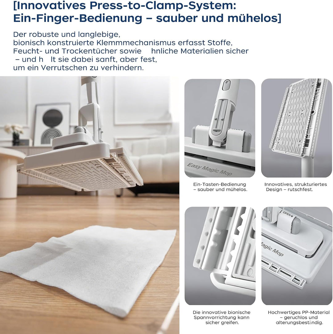 Wischmopp mit druck klemm system 1-Knopf-Wechsel zero touch mini mop, bodenwischer für feuchttücher