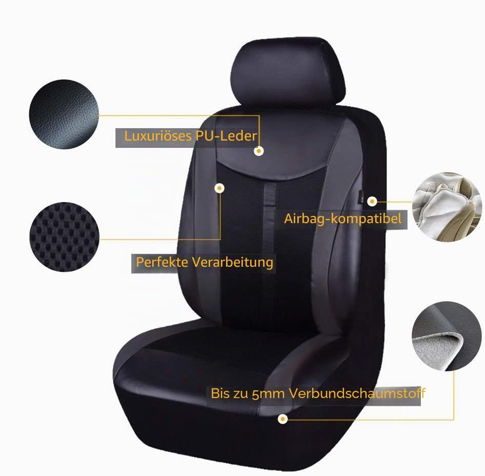 Flying Banner Pu Leder Und Mesh Ermöglicht Universelle Auto Sitzbezüge Sets Sit Airbag Kompatibel (S