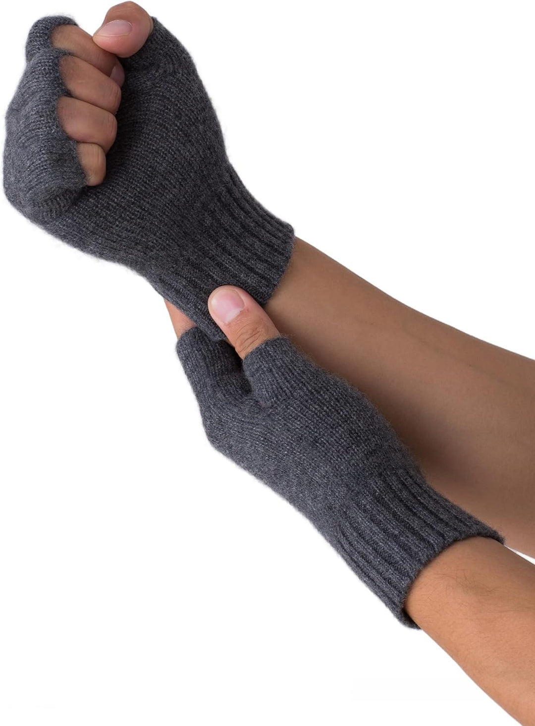 Prettystern Unisex Kaschmir-Wolle Halbfinger kurzfingerhandschuhe Fingerlinge Handschuhe für Herren: