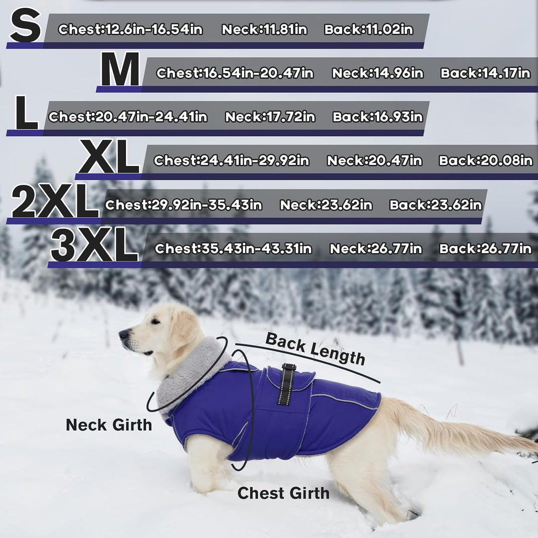 Lelepet Hundejacke Winter Warmer Hundemantel, Wasserdichter Wintermantel Fleece Hundeweste für Mitte