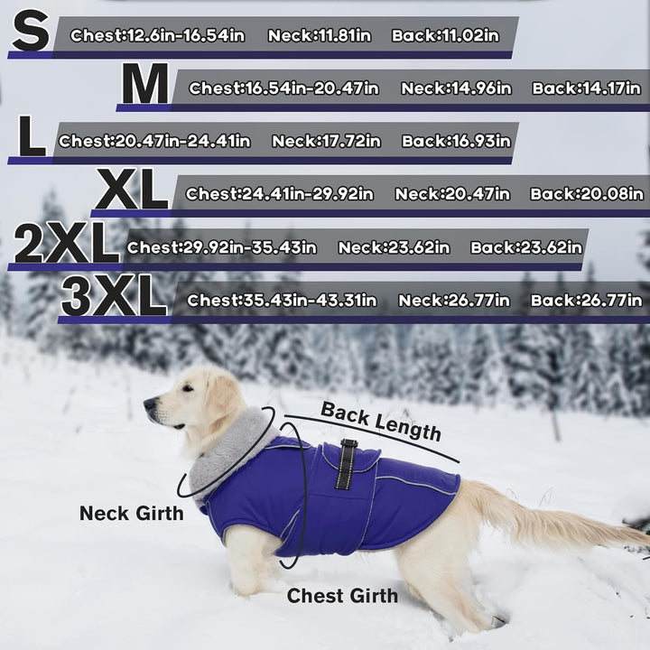 Lelepet Hundejacke Winter Warmer Hundemantel, Wasserdichter Wintermantel Fleece Hundeweste für Mitte