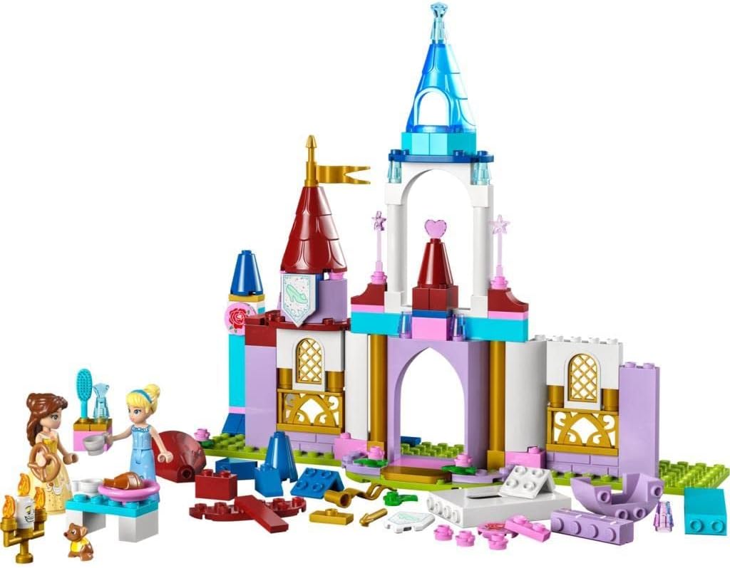 LEGO 43219 Disney Princess Kreative Schlösserbox, Spielzeug Schloss Spielset mit Belle und Cinderell