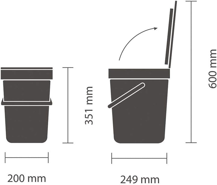 Brabantia Sort & Go Einbaubehälter, Plastik, Mint, 12L 12 Liter Mint, 12 Liter Mint