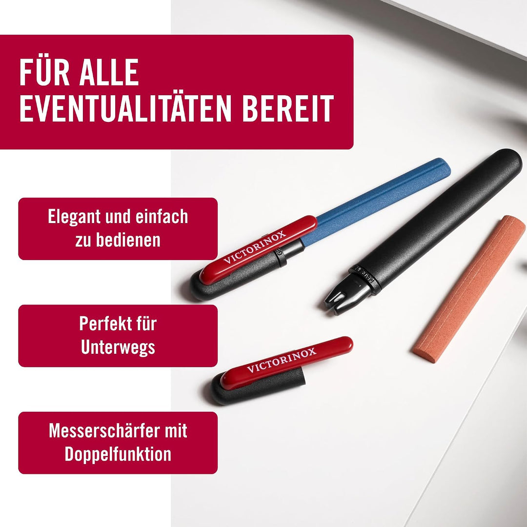 Victorinox Dual-Messerschärfer Outdoor, für Schweizer Taschenmesser, Schleifstein klein, schwarz One